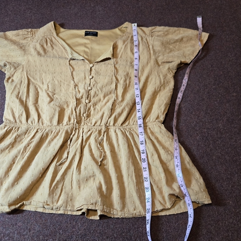 Lane Bryant Short-sleeve Peplum Blouse In Golden Orange Size 18 - Picture 9 of 11